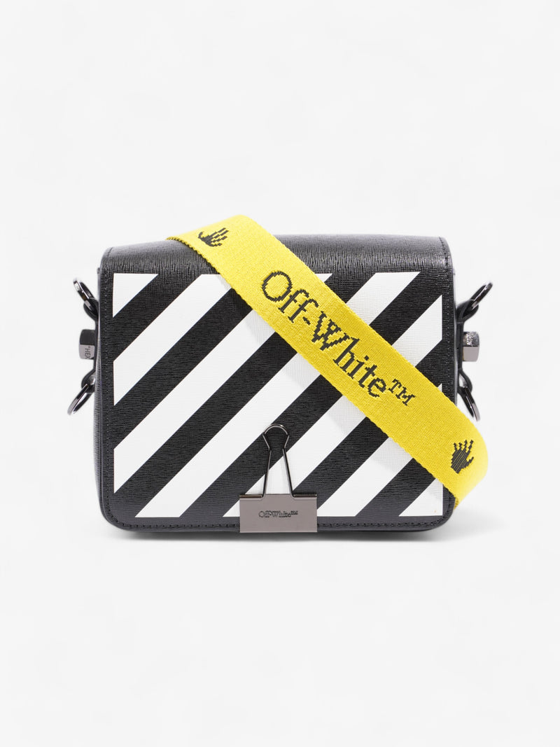  Off White Diagonal Flap Bag Black / White Leather