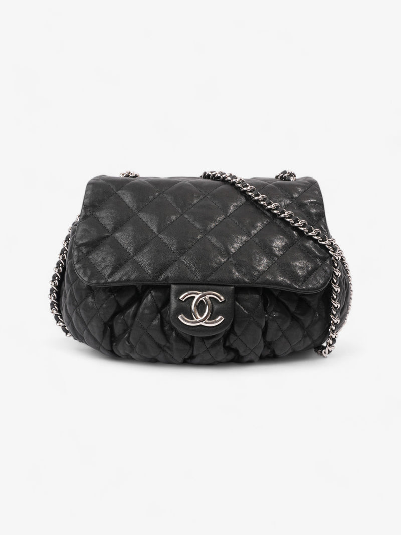  Chanel Chain Around Flap Bag Black Lambskin Leather Large