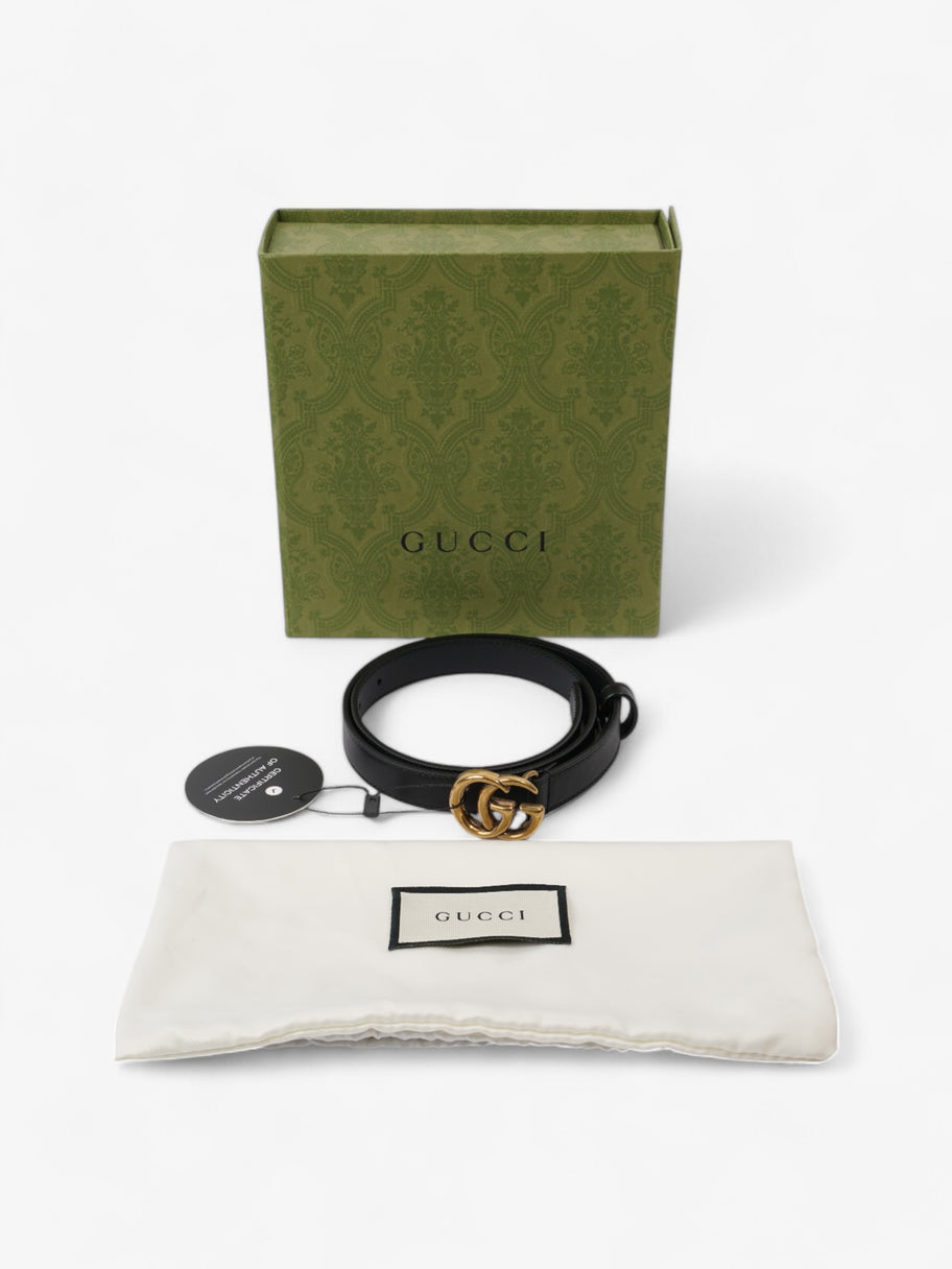 Gucci GG Marmont Thin Belt Black / Gold Leather 70cm / 28