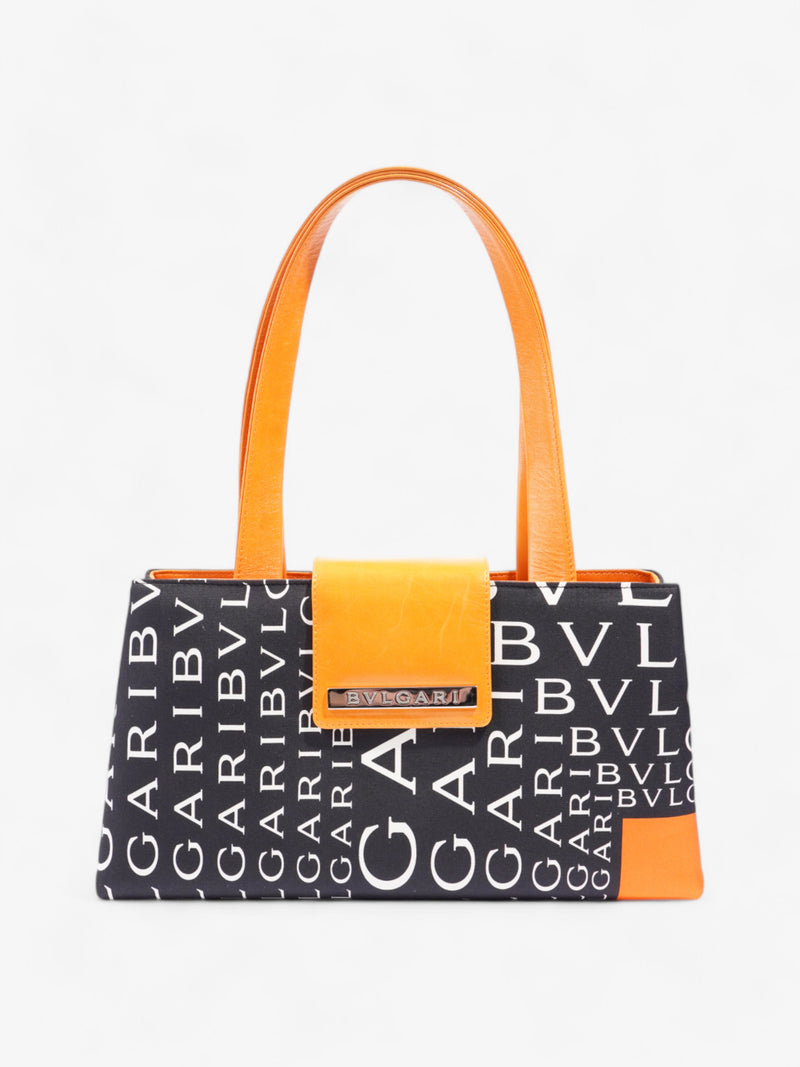  Bvlgari Logomania Shoulder Bag Black / Orange / White Fabric