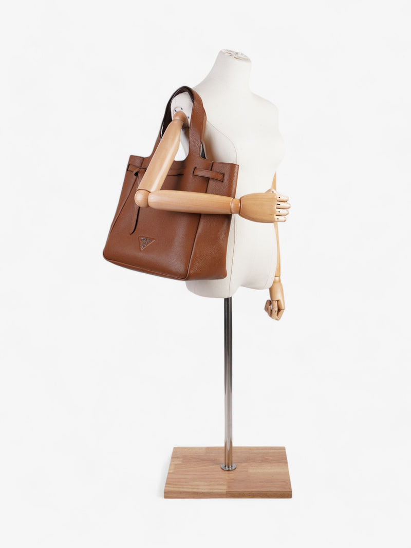  Prada Dynamique Tote Brown Leather