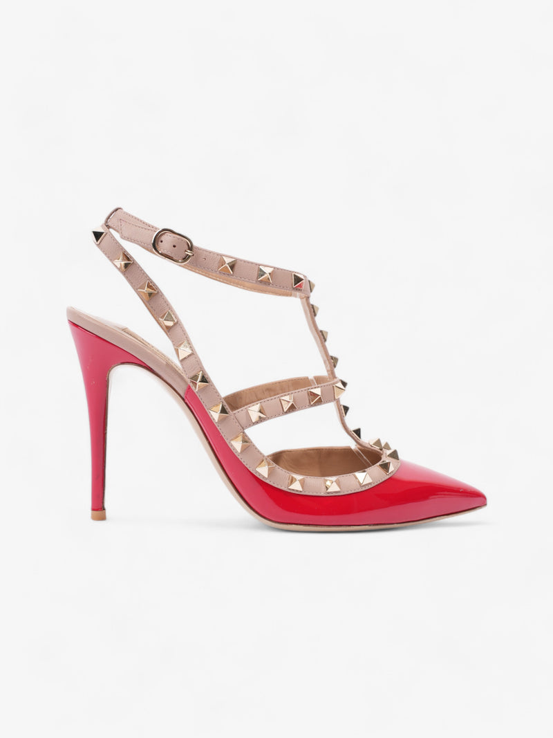  Valentino Rockstud Heels 100 Red / Nude Patent Leather EU 40 UK 7