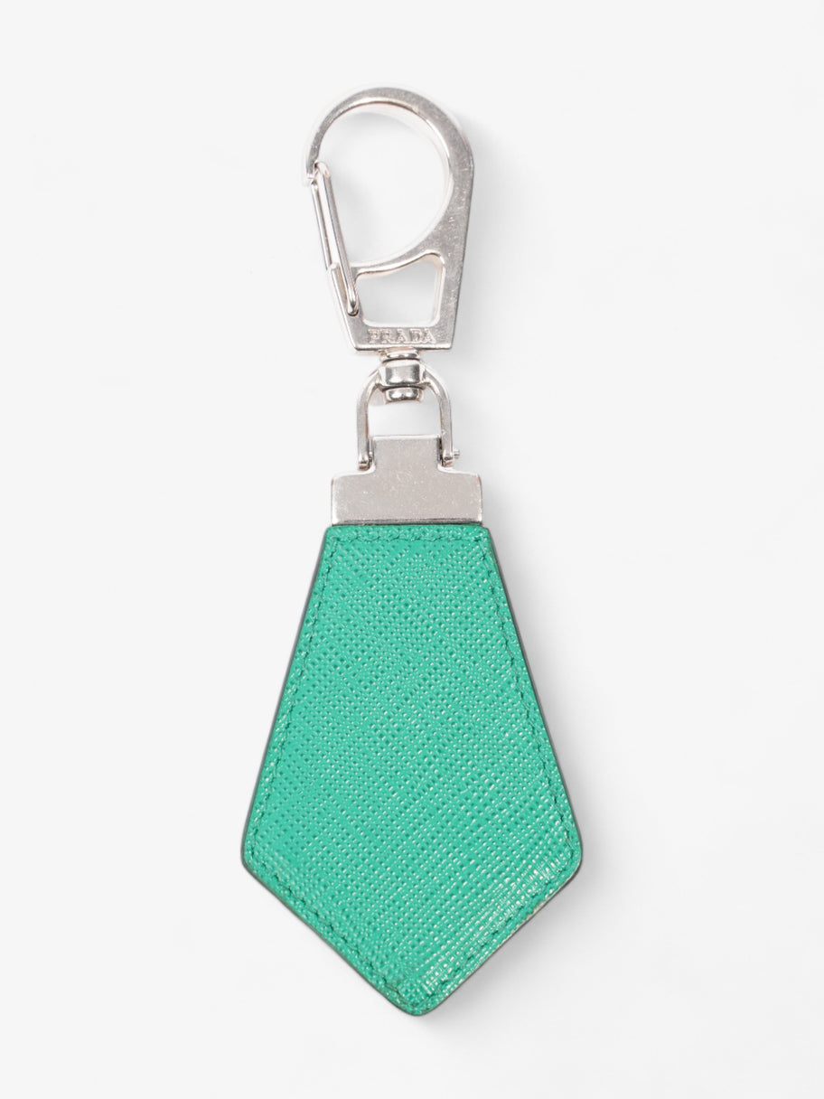 Prada Triangle Keychain Green Saffiano Leather Luxe Collective