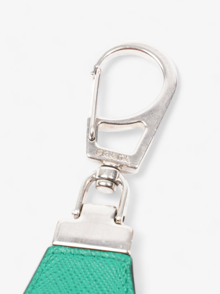 Prada Triangle Keychain Green Saffiano Leather Image 3