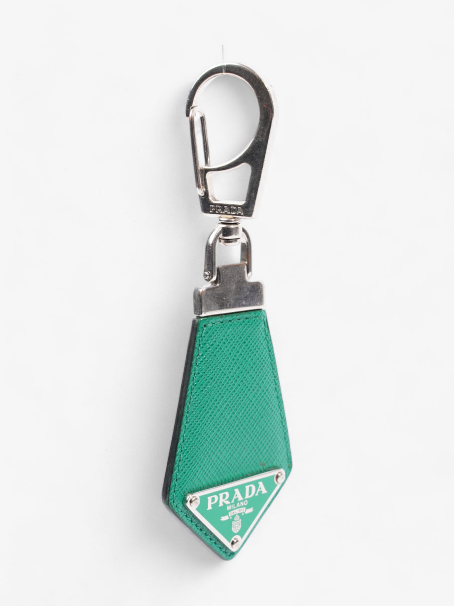 Prada Triangle Keychain Green Saffiano Leather Image 5