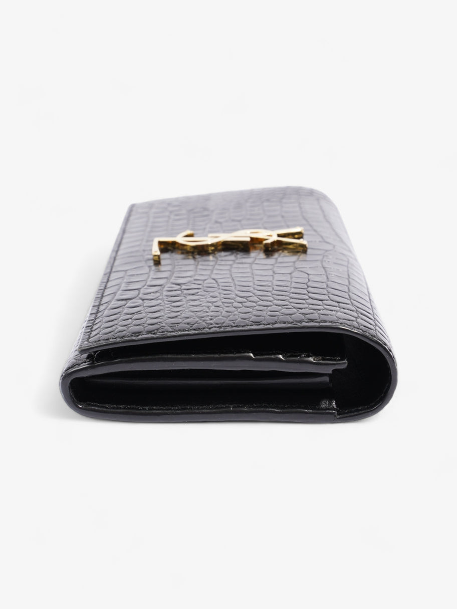 Croc Embossed Wallet Black Leather Image 3