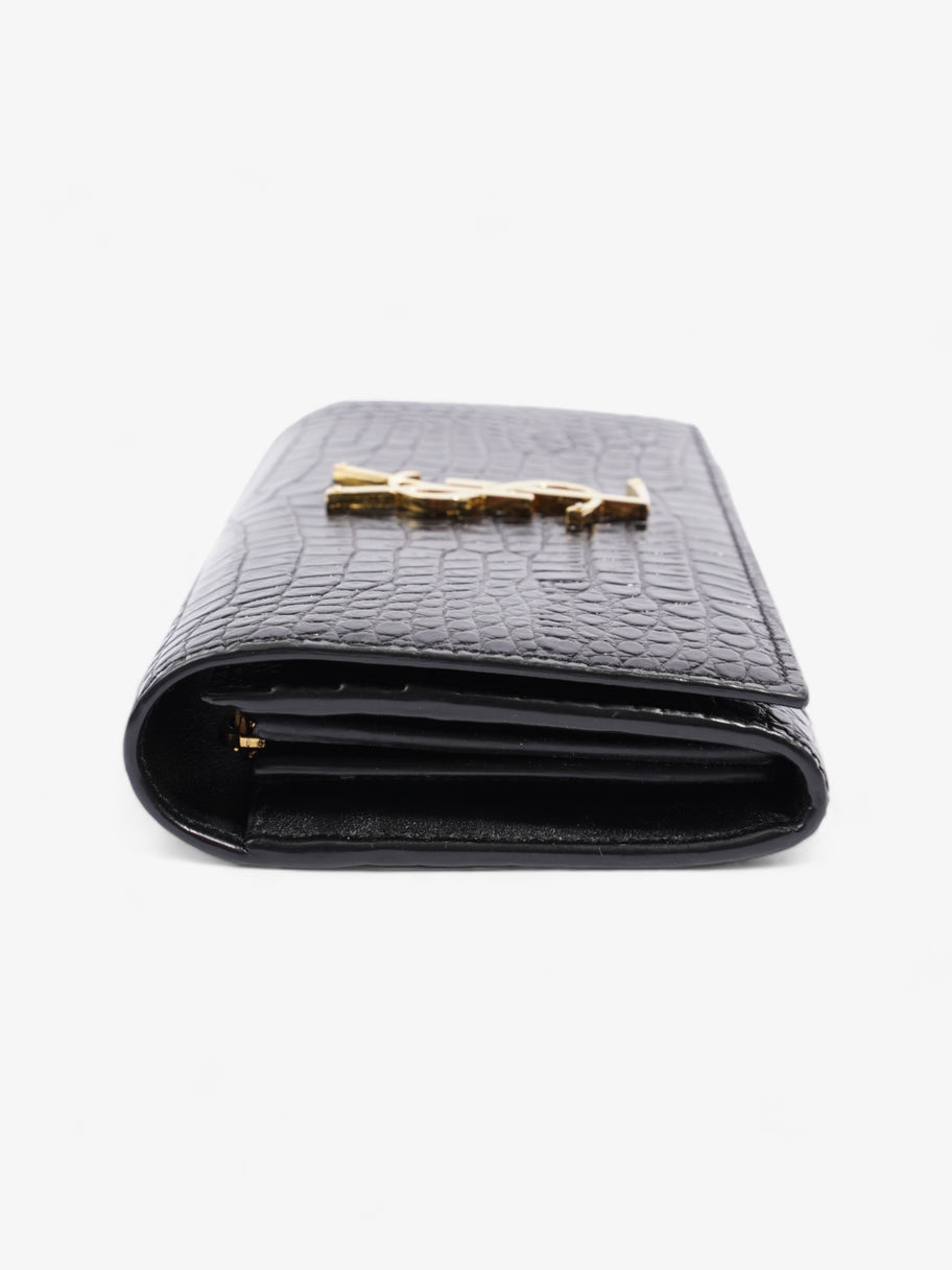 Croc Embossed Wallet Black Leather Image 5