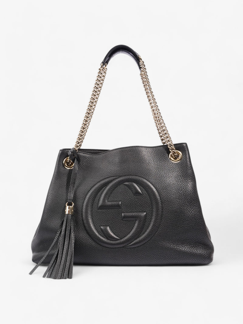  Gucci Soho Chain Tote Black Grained Leather Medium