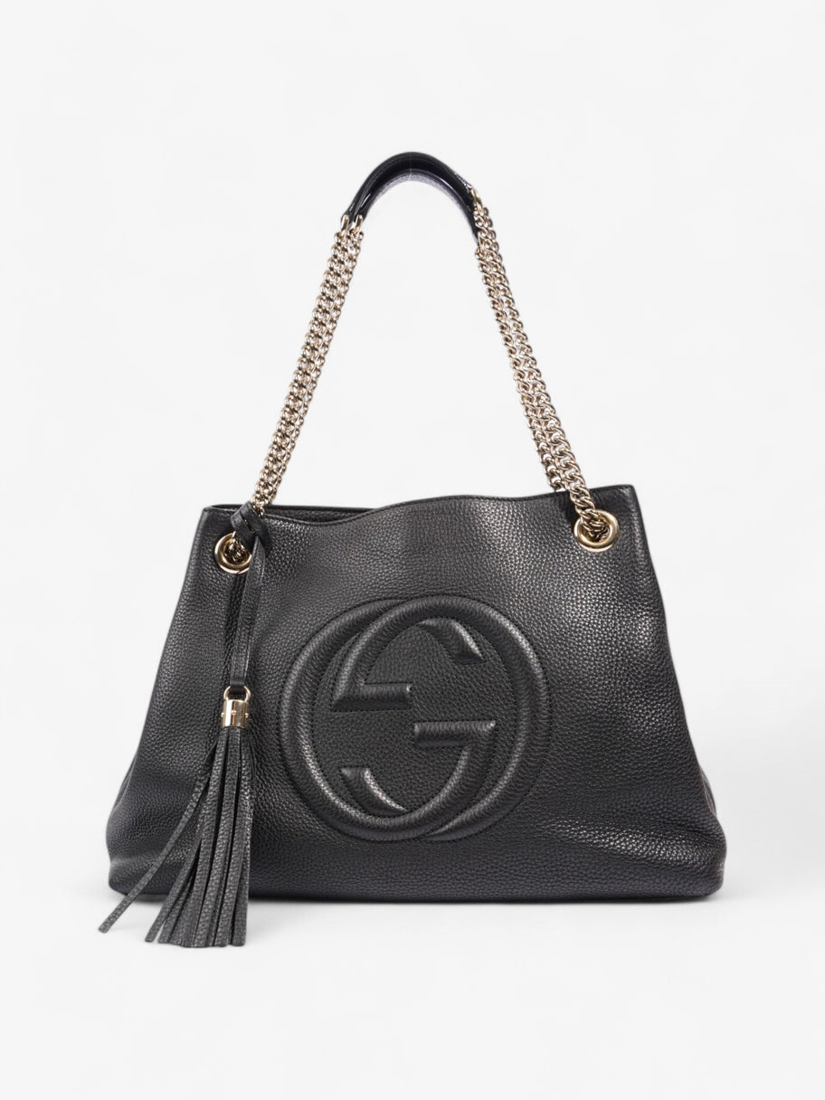 Gucci Soho Chain Tote Black Grained Leather Medium Image 1