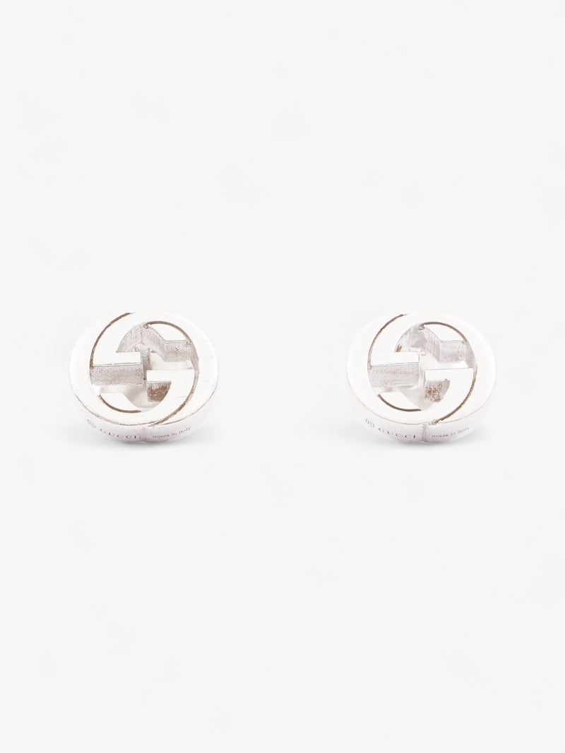  Gucci Interlocking G Stud Earrings Silver Silver Sterling