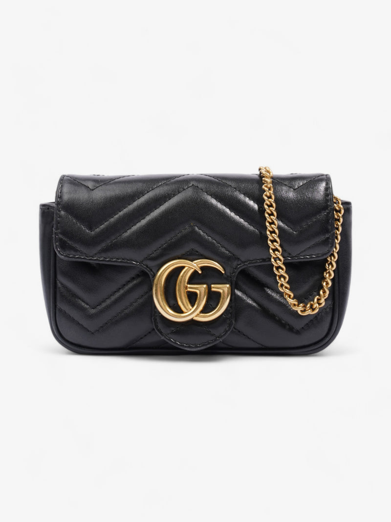  Gucci GG Marmont Black Matelasse Leather Super Mini