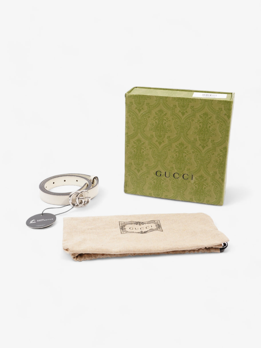 Gucci GG Marmont Thin Belt White Leather 80cm / 32