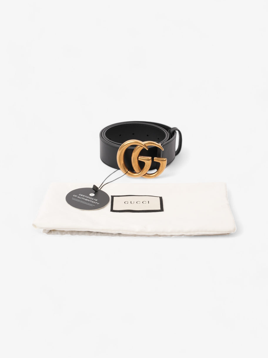 Gucci GG Marmont 2015 Re-Edition Wide Belt Black / Gold Leather 90cm / 36