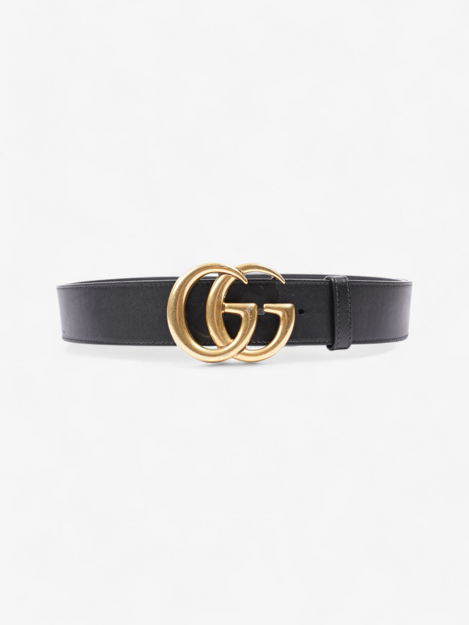 Gucci GG Marmont 2015 Re-Edition Wide Belt Black / Gold Leather 75cm / 30