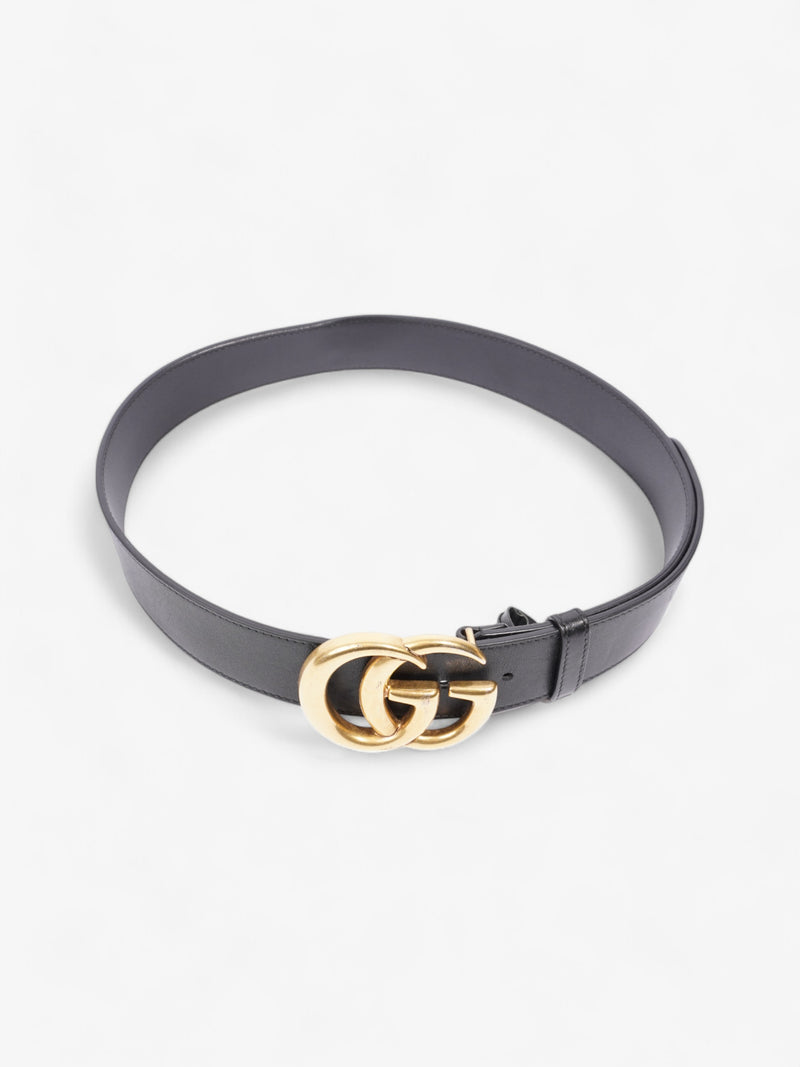  Gucci GG Marmont 2015 Re-Edition Wide Belt Black / Gold Leather 75cm / 30