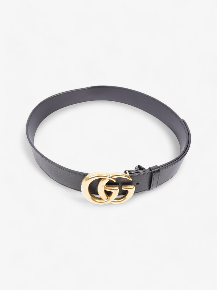 Gucci GG Marmont 2015 Re-Edition Wide Belt Black / Gold Leather 75cm / 30