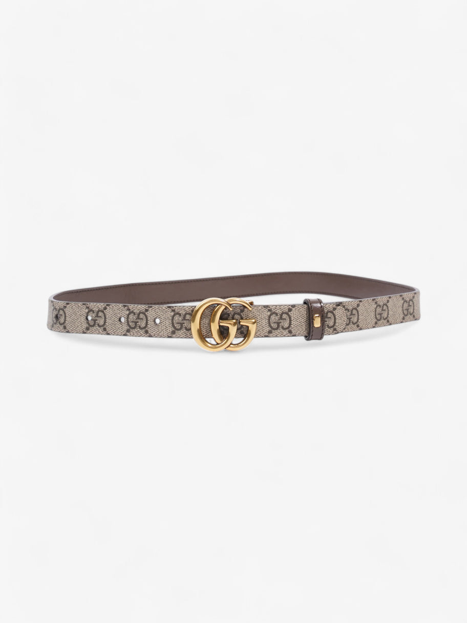 Gucci GG Marmont Reversible Thin Belt GG Supreme / Gold / Brown Canvas 70cm / 28