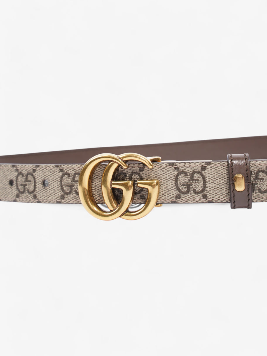 Gucci GG Marmont Reversible Thin Belt GG Supreme / Gold / Brown Canvas 70cm / 28