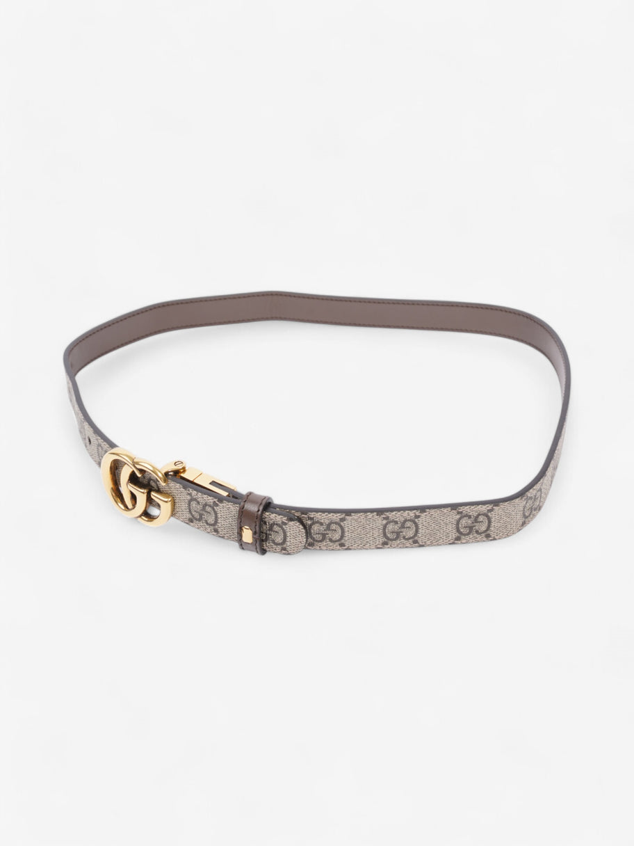 Gucci GG Marmont Reversible Thin Belt GG Supreme / Gold / Brown Canvas 70cm / 28