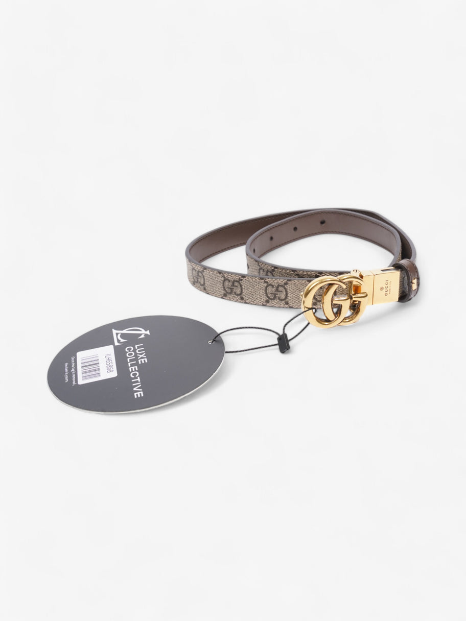 Gucci GG Marmont Reversible Thin Belt GG Supreme / Gold / Brown Canvas 70cm / 28