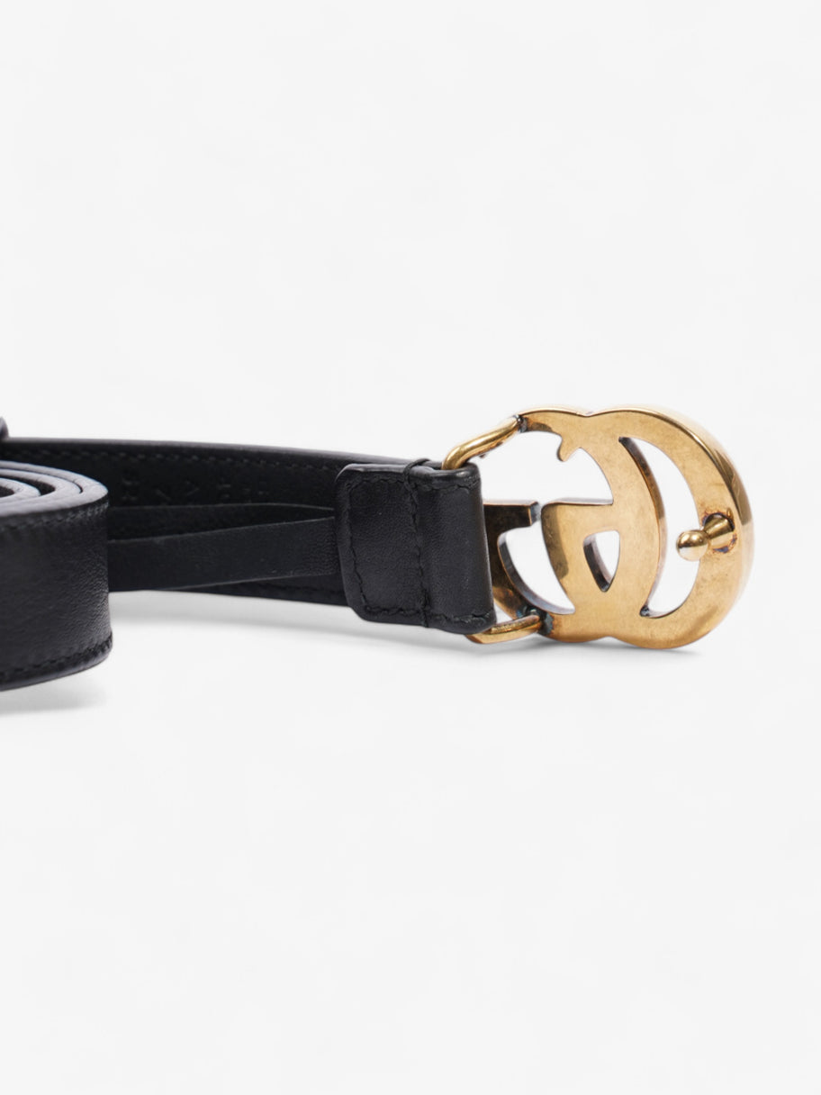 Gucci GG Marmont Thin Belt Black / Gold Leather 70cm / 28