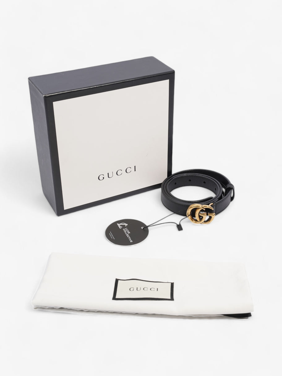 Gucci GG Marmont Thin Belt Black / Gold Leather 70cm / 28