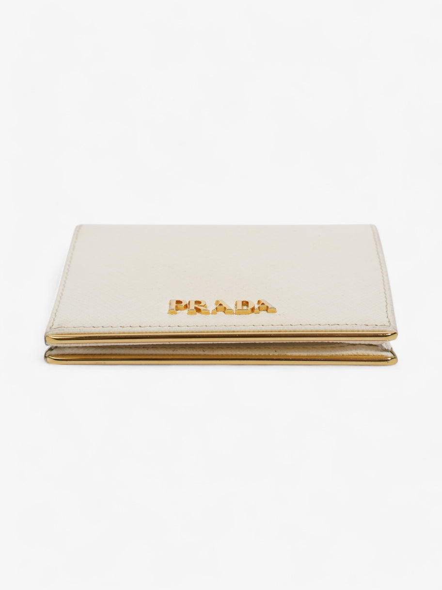 Prada Bifold Wallet White / Gold Saffiano Leather Image 5