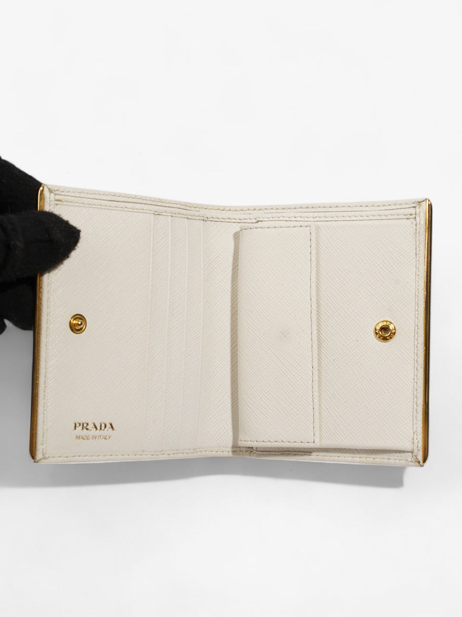 Prada Bifold Wallet White Gold Saffiano Leather Luxe Collective