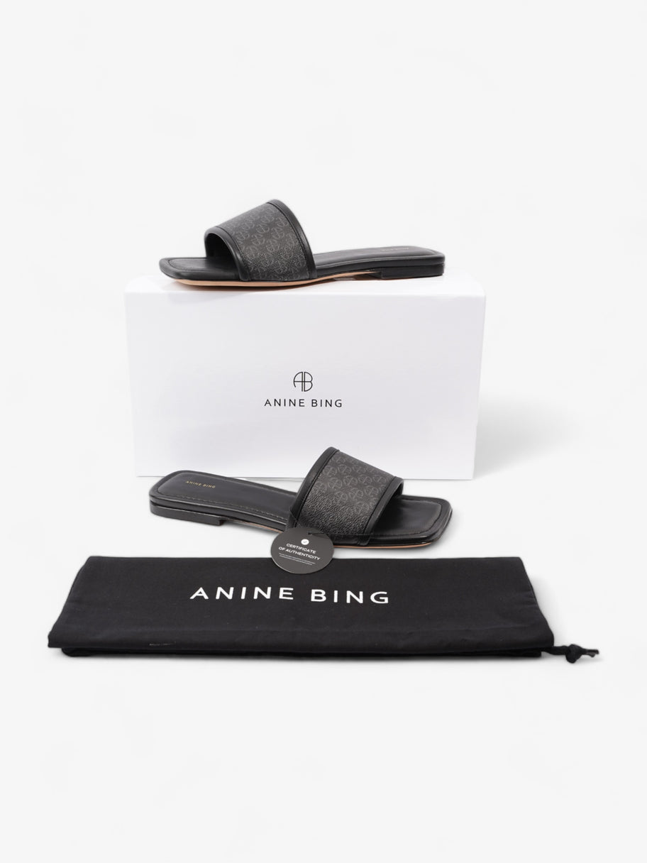 Anine Bing Logo Sandals Black Leather EU 39 UK 6 Image 11