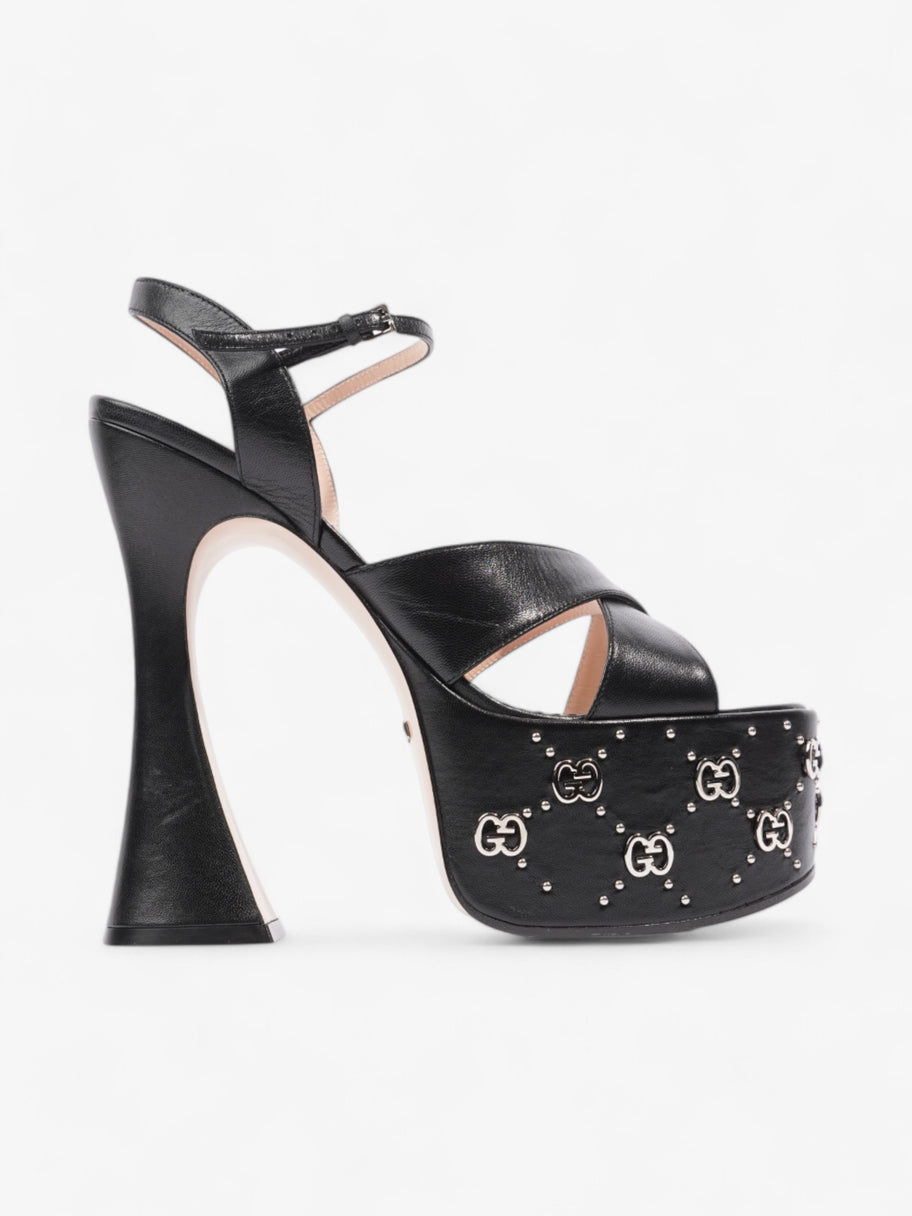 Gucci Interlocking G Stud Platform Heels 160mm Black / Silver Leather EU 39.5 UK 6.5 Image 1