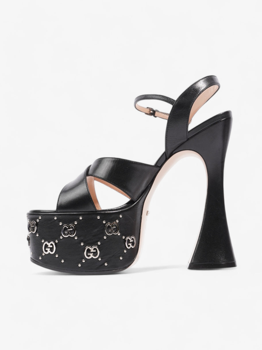 Gucci Interlocking G Stud Platform Heels 160mm Black / Silver Leather EU 39.5 UK 6.5 Image 3