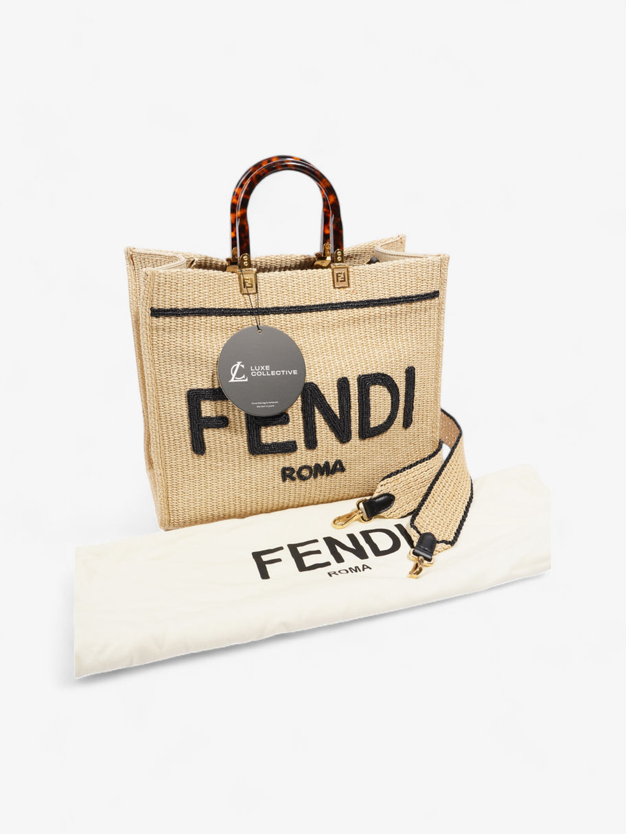 Fendi Sunshine Tote Bag Natural / Black / Brown Wicker Image 10