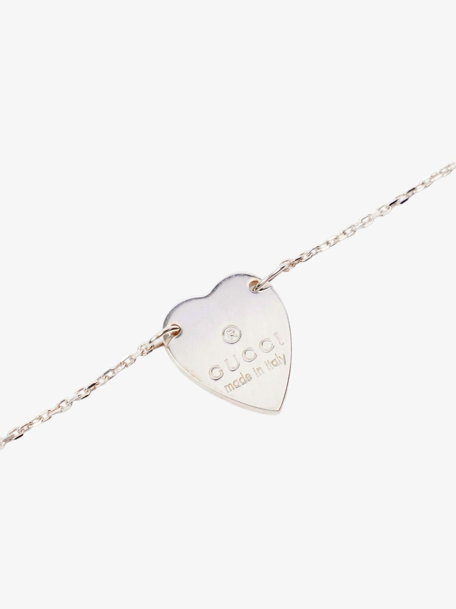 Gucci Logo Heart Necklace Silver Silver Sterling Image 4