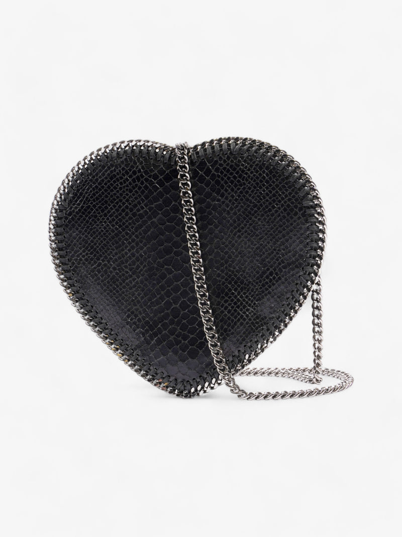  Stella McCartney Falabella Heart Crossbody Black Faux Python