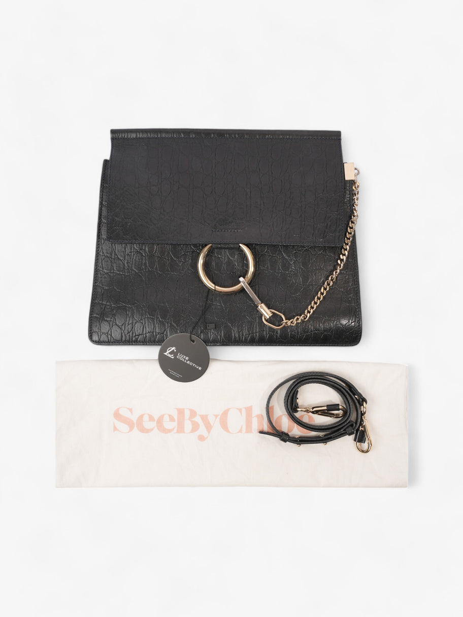 Chloe Faye Bracelet Bag Black Embossed Leather Image 10