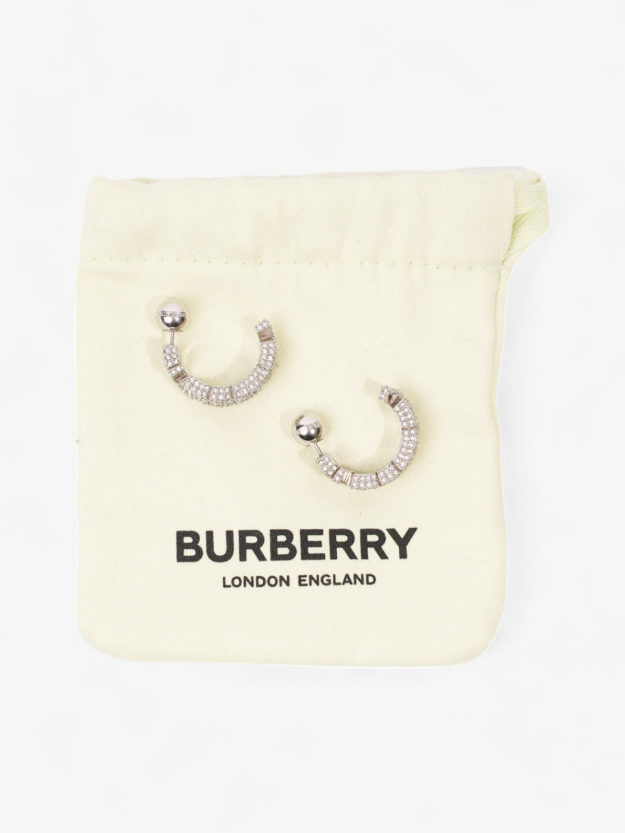 Burberry Logo Hoop with Crystals Silver Base Metal Image 4