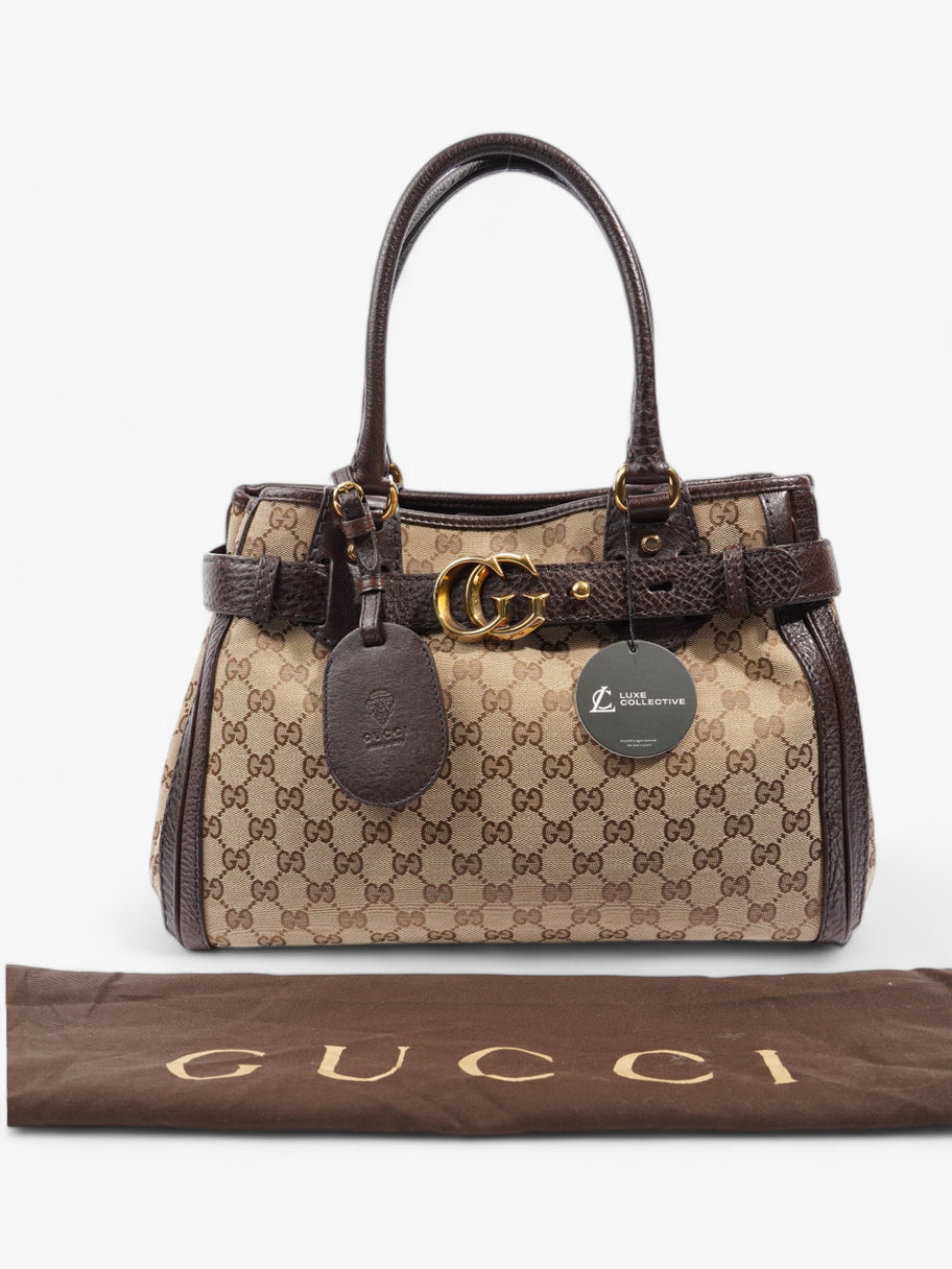 Gucci Running Tote Beige And Ebony GG Supreme Canvas Medium Image 8