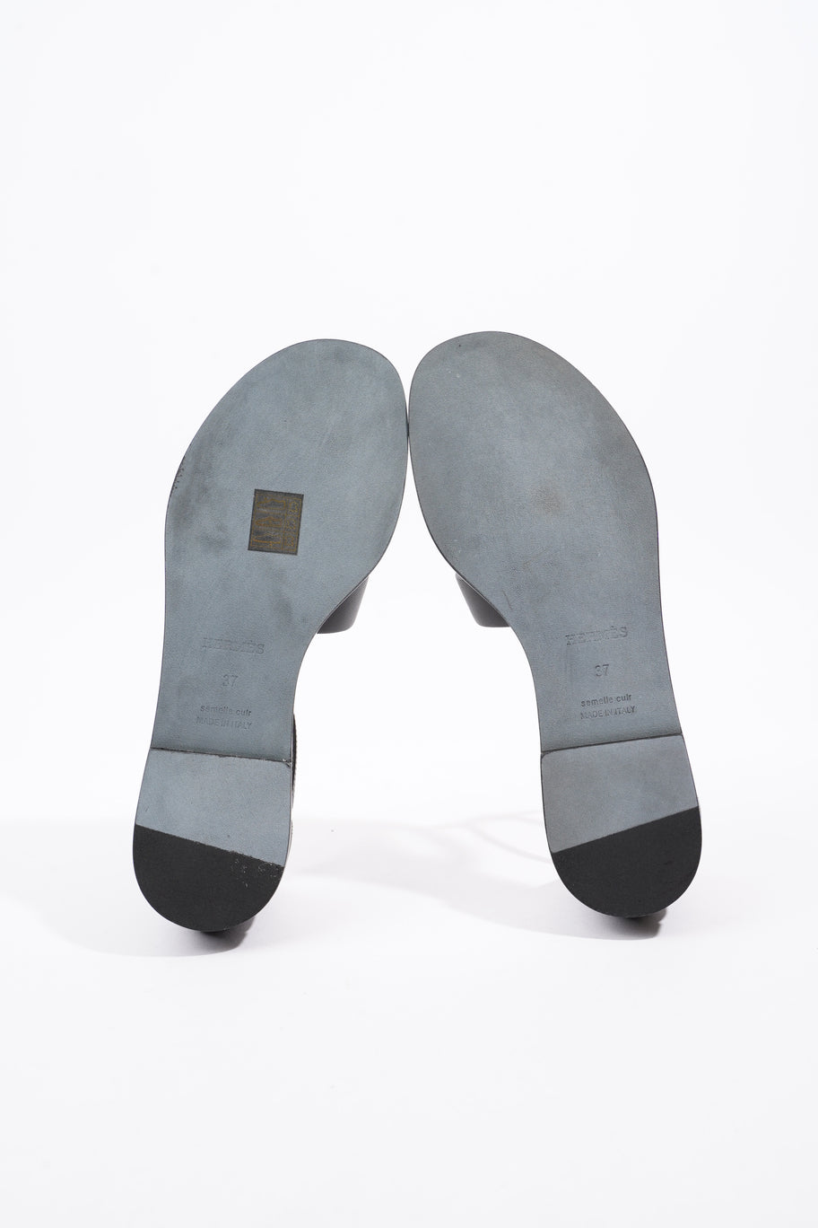 Hermes Santorini Sandals Black Calfskin Leather EU 37 UK 4 Image 7