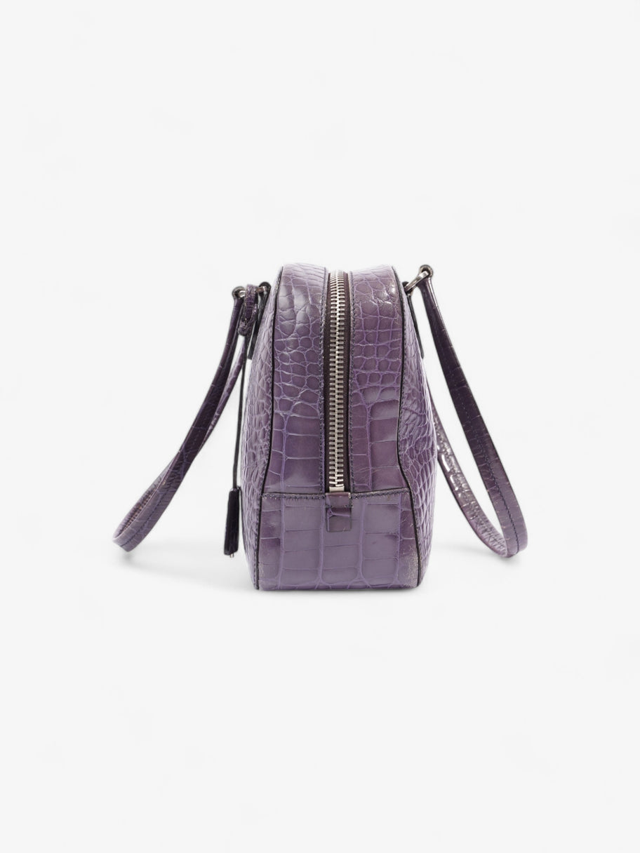 Prada Bauletto Bag Purple Embossed Leather Image 3