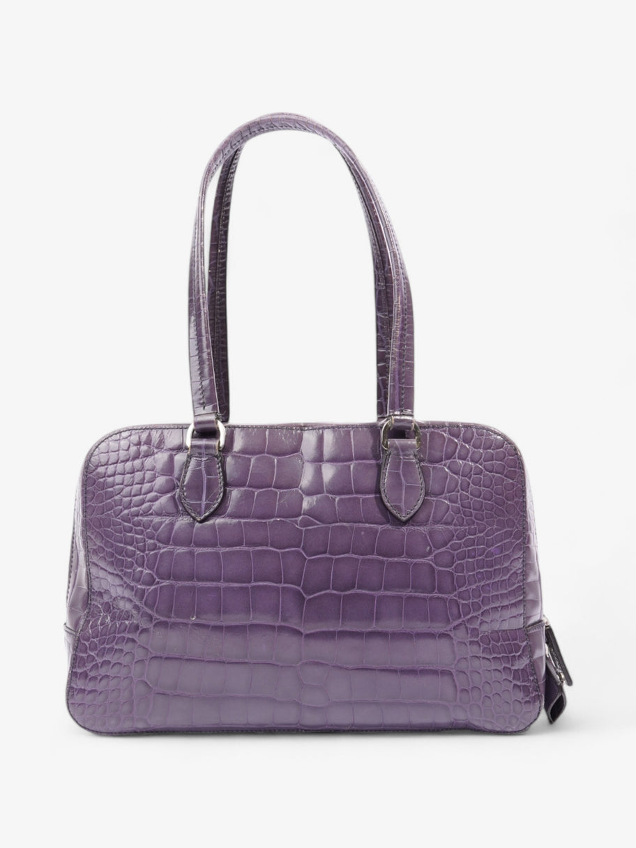 Prada Bauletto Bag Purple Embossed Leather Image 4