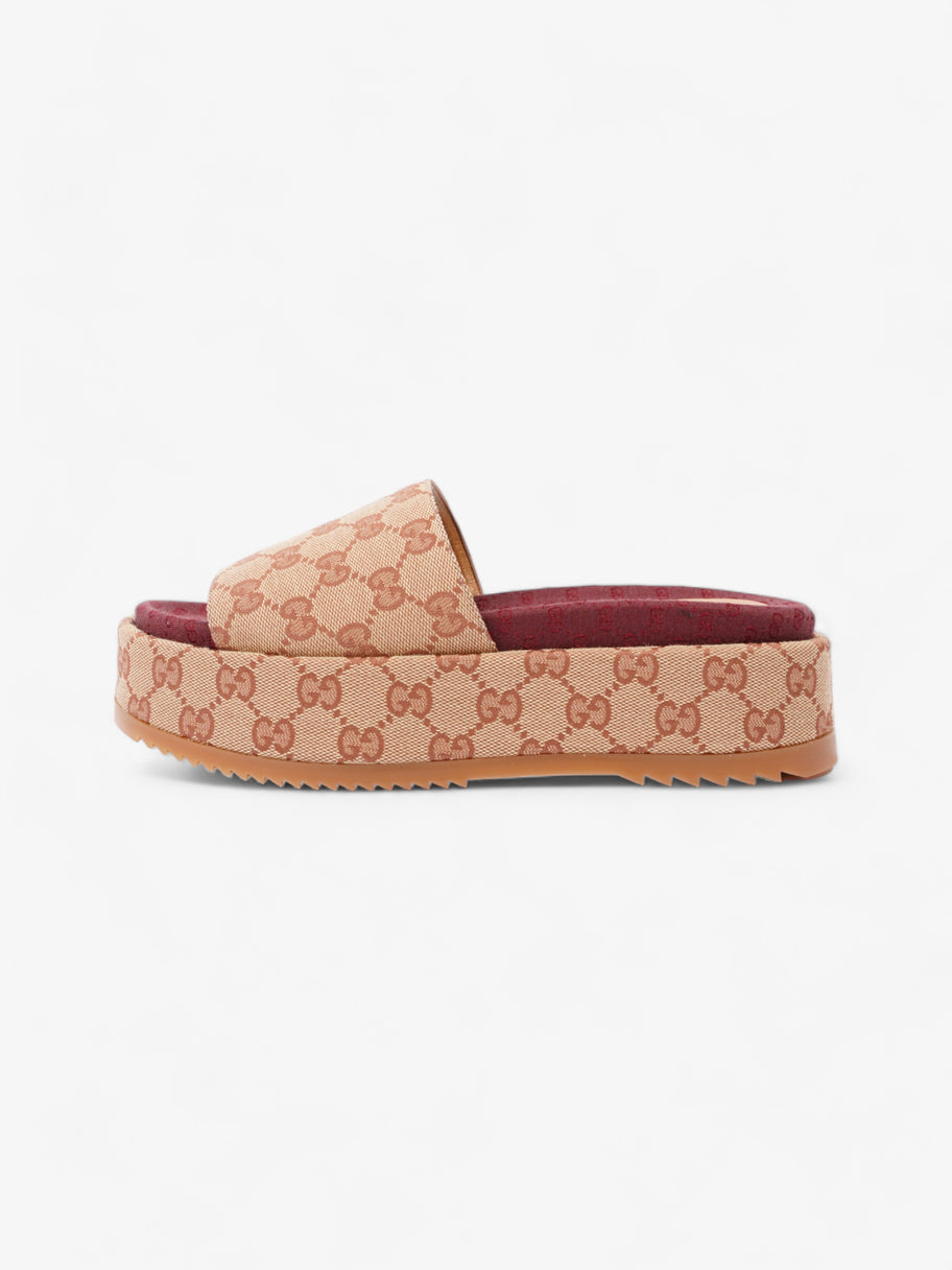 Gucci GG Canvas Platform Sandal Gold / Burgundy Canvas EU 38 UK 5 Image 5