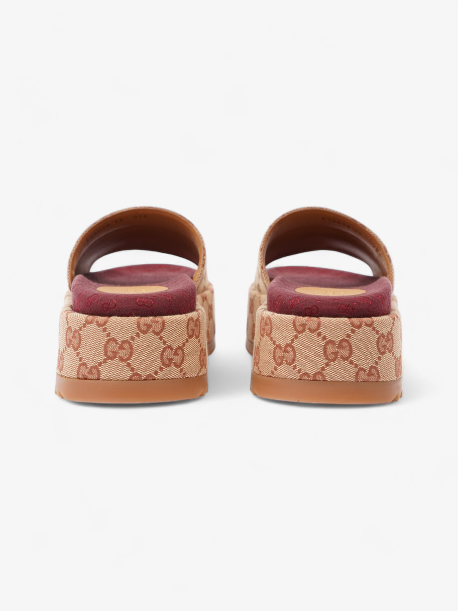 Gucci GG Canvas Platform Sandal Gold / Burgundy Canvas EU 38 UK 5 Image 6