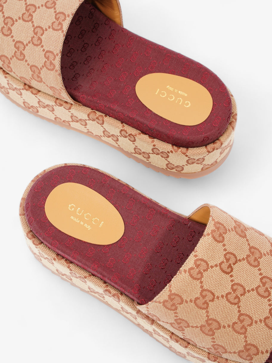 Gucci GG Canvas Platform Sandal Gold / Burgundy Canvas EU 38 UK 5 Image 9