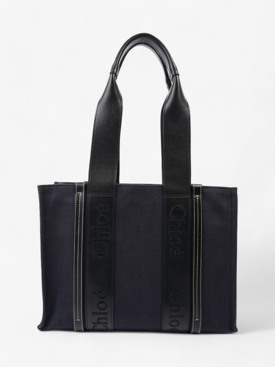 Chloe Woody Tote Navy Blue / Black Cotton Medium Image 4