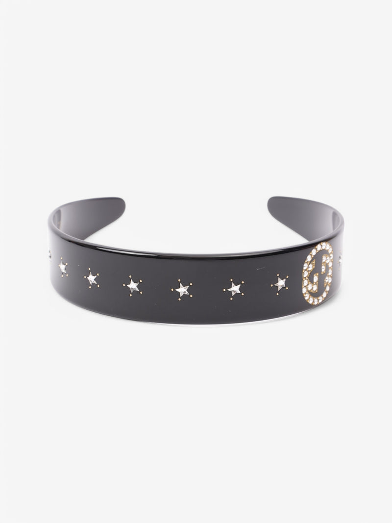  Gucci Crystal Interlocking Headband Black / Silver Acetate