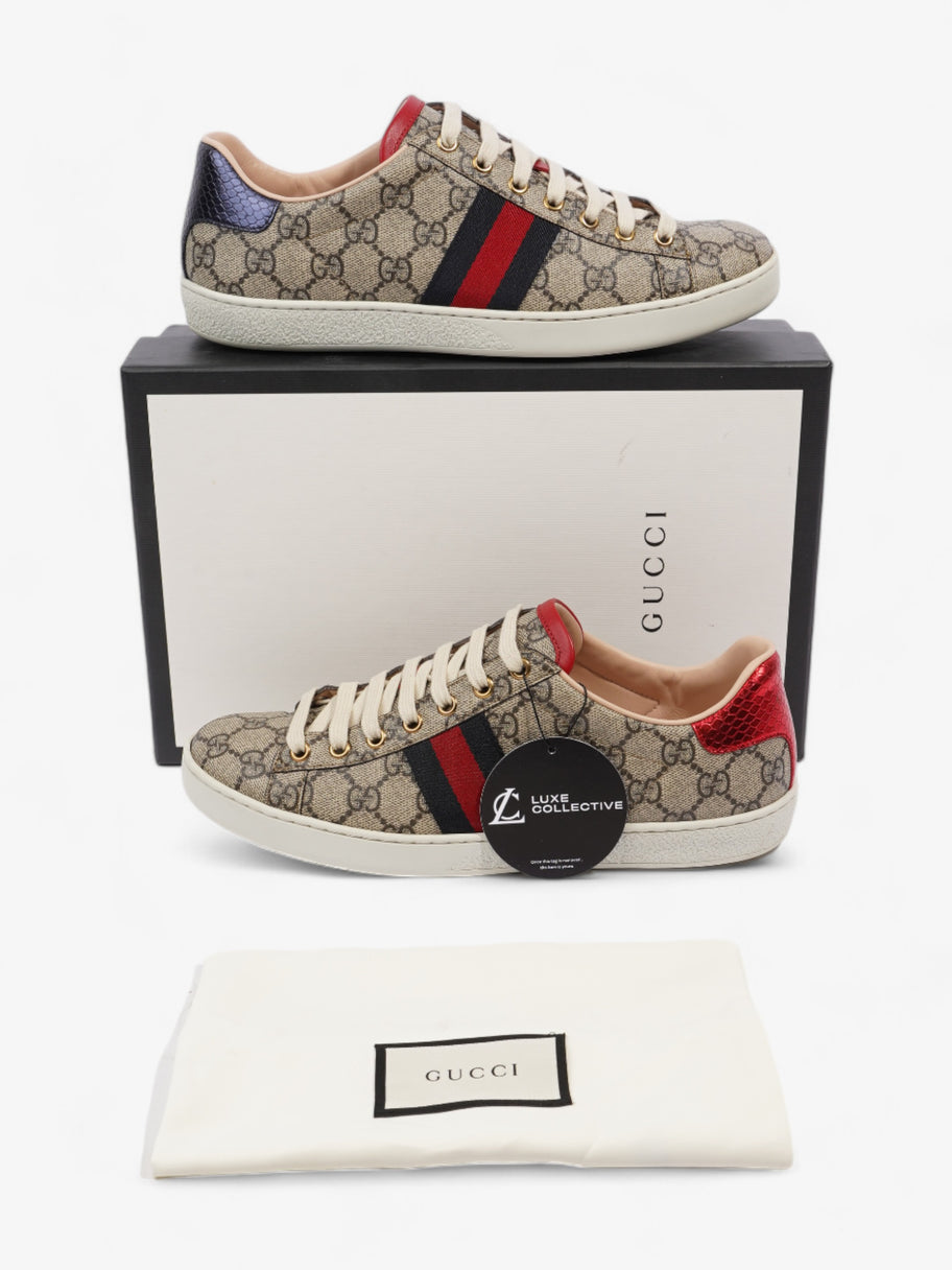 Gucci Ace Supreme GG Sneakers Beige Monogram Red Navy Canvas EU 39 Luxe Collective