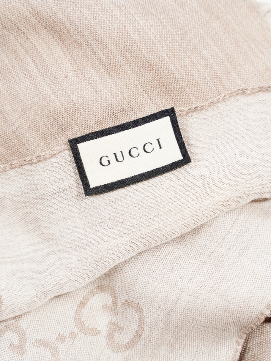 Gucci GG Scarf Grey / Beige Wool Image 4