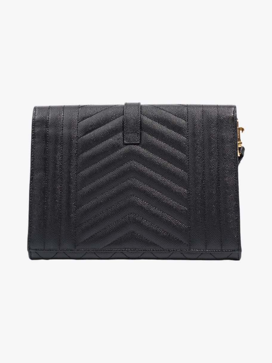 Saint Laurent Monogram Envelope Clutch Black Grained Leather Image 4