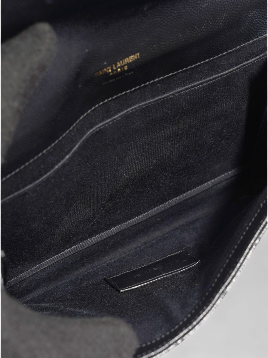 Saint Laurent Monogram Envelope Clutch Black Grained Leather Image 8