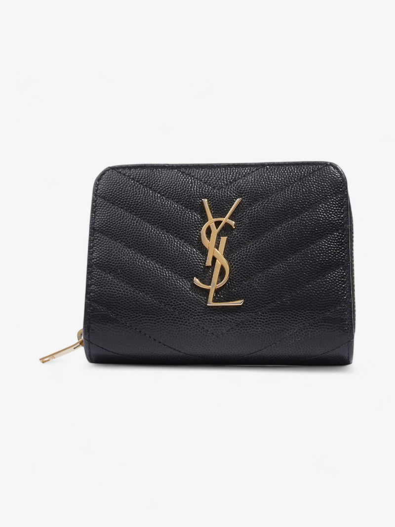  Saint Laurent Zip Around Wallet Black / Gold Calfskin Leather